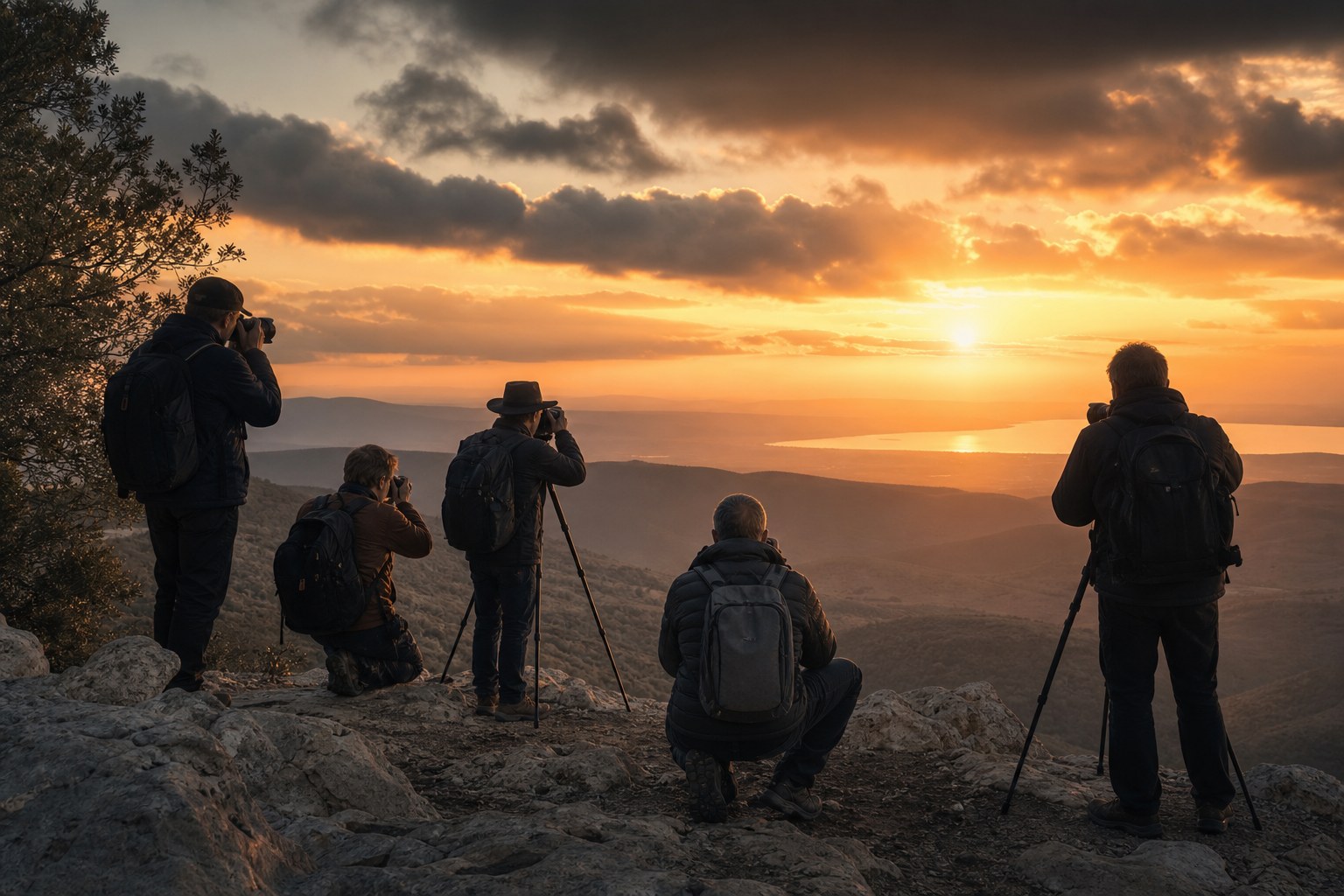 Photography group at scenic overlook